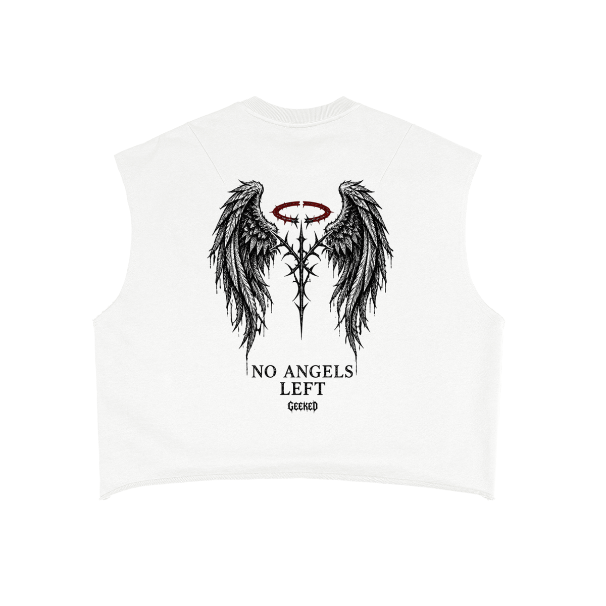 GEEKED - No Angels Left French Terry Tank — White