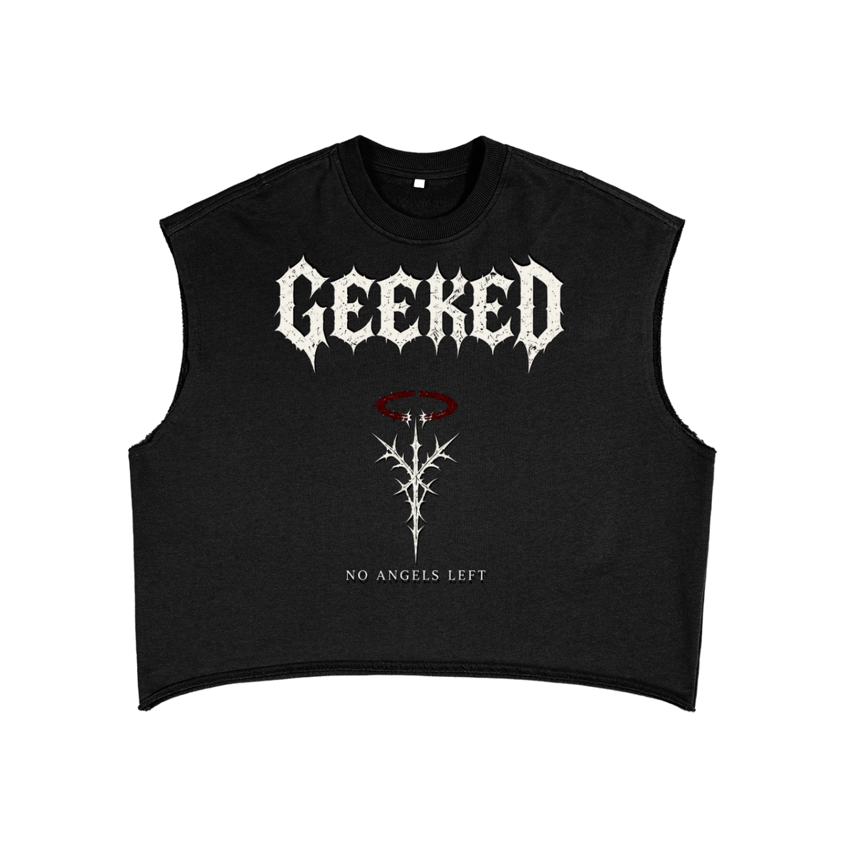 GEEKED - No Angels Left French Terry Tank — Black