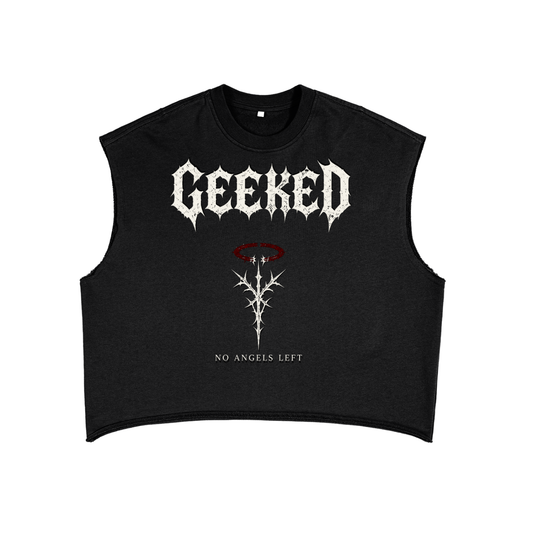 GEEKED - No Angels Left French Terry Tank — Black
