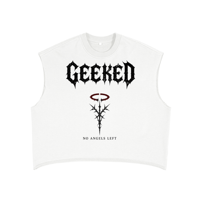 GEEKED - No Angels Left French Terry Tank — White