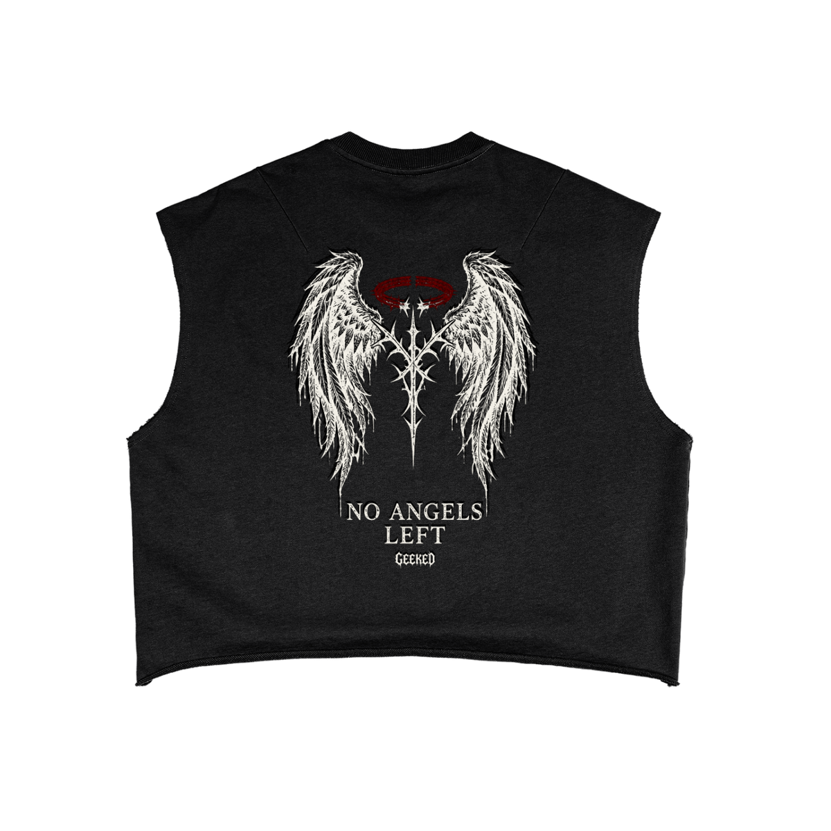 GEEKED - No Angels Left French Terry Tank — Black